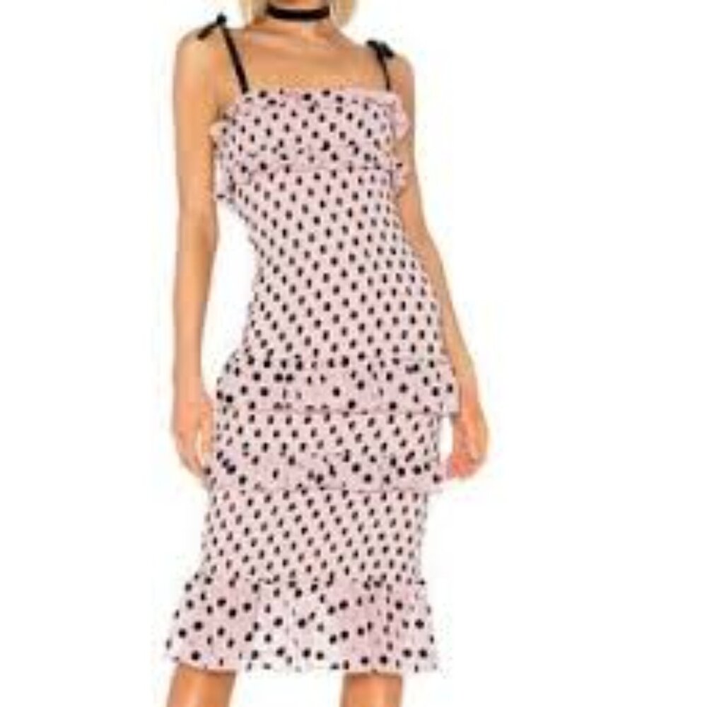NWT LPA Fiorella  Pink Polka Dot Midi Dress - Picture 6 of 6